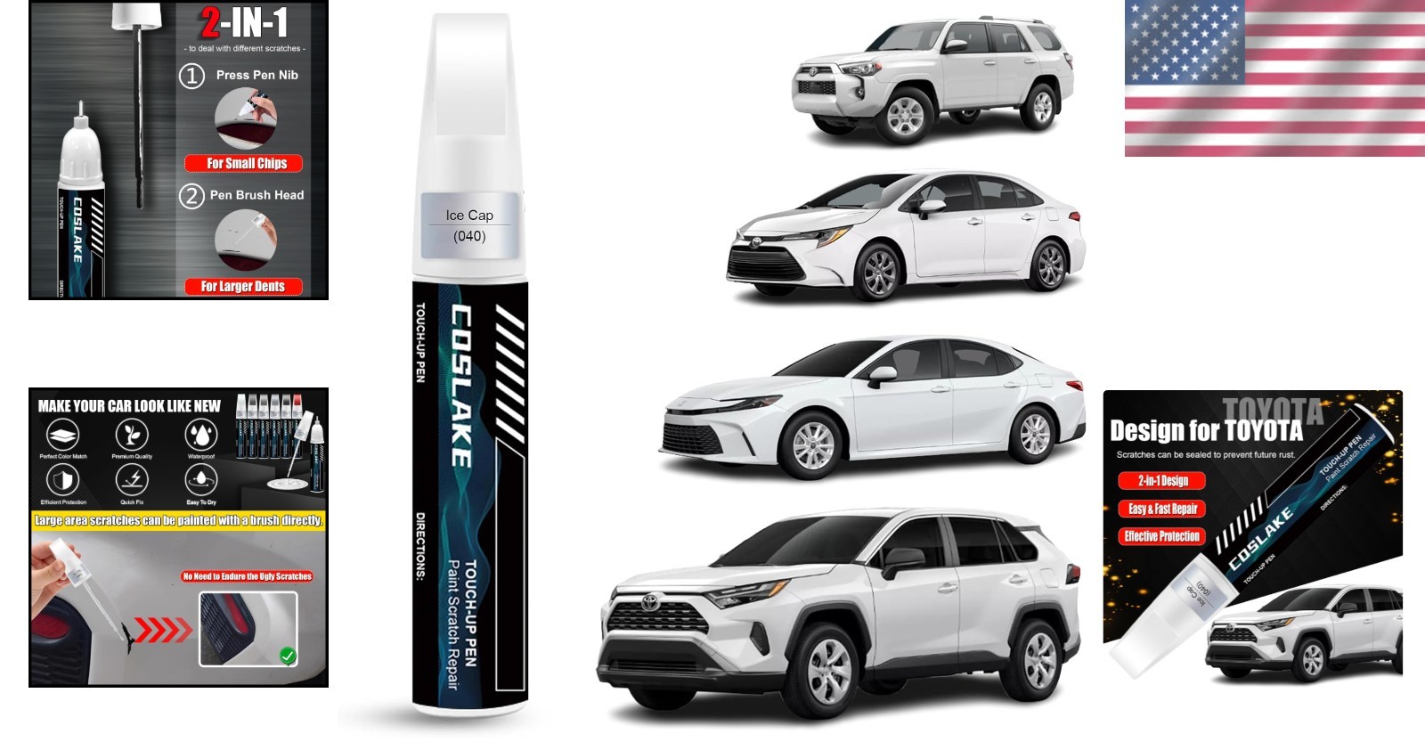 Easy Scratch Repair: 12ml Ice Cap/Super White Touch Up Paint & Brush Kit