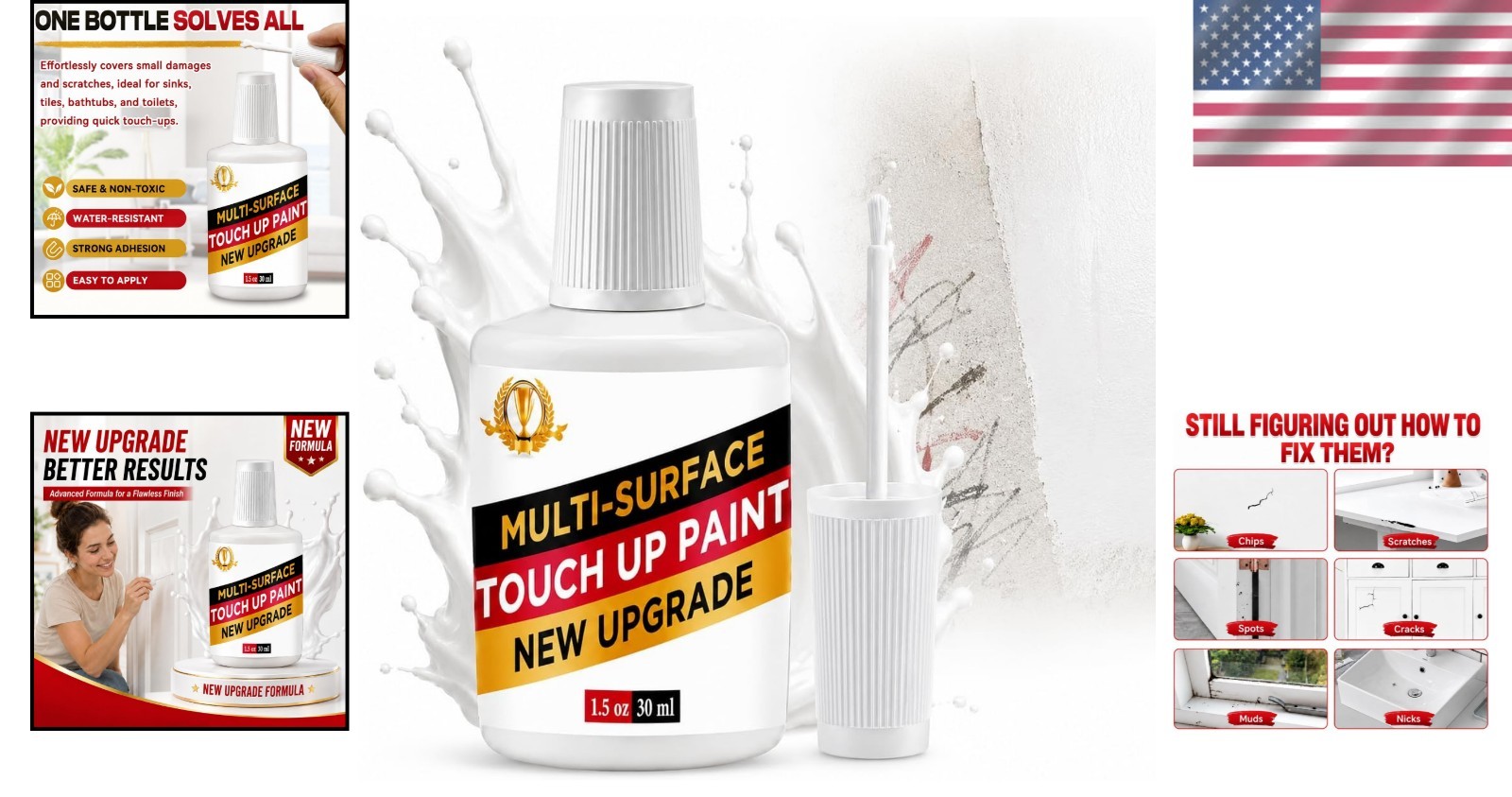 White Paint Pen for Wall Furniture Metal Surface Touch Up Interior Exterior