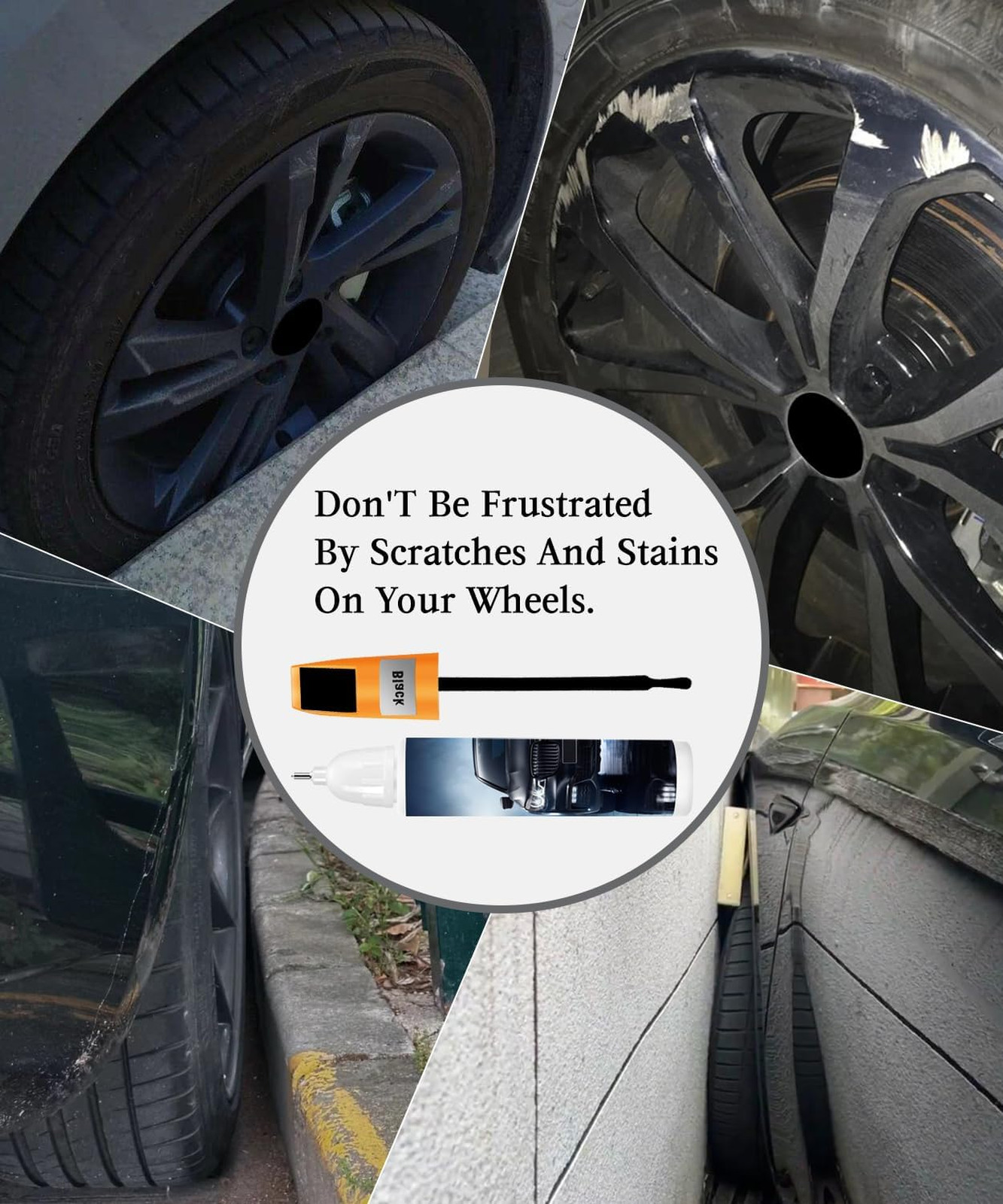 Black Car Touch Up Paint Pen 2-in-1 Gloss Automotive Scratch Repair Kit 0.4oz