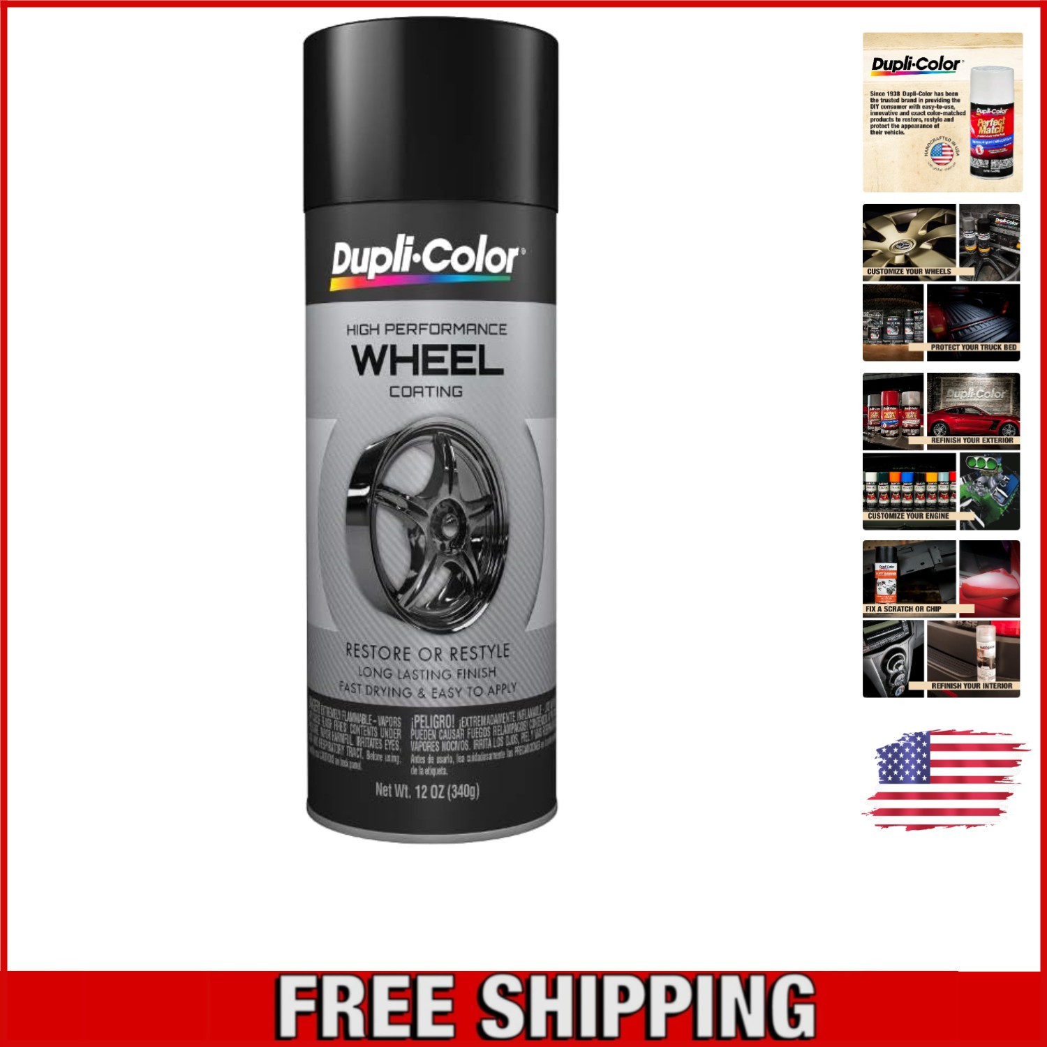 Acrylic Gloss Black Spray Paint – Superior Adhesion for Wheels – 12 oz
