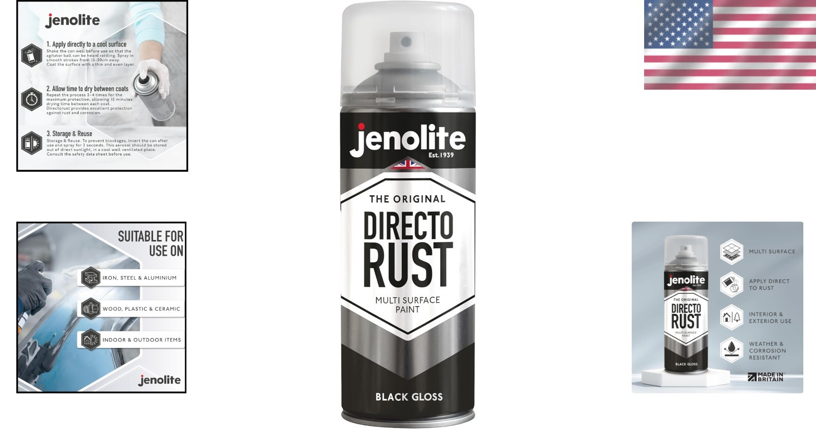 Multi-Surface Gloss Black Spray Paint – Directorust 400ml for Indoor/Outdoor Use