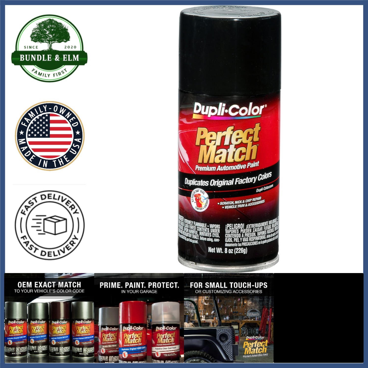 Perfect Match Automotive Paint, 8 Ounce Gloss Black Spray for Metal Surfaces