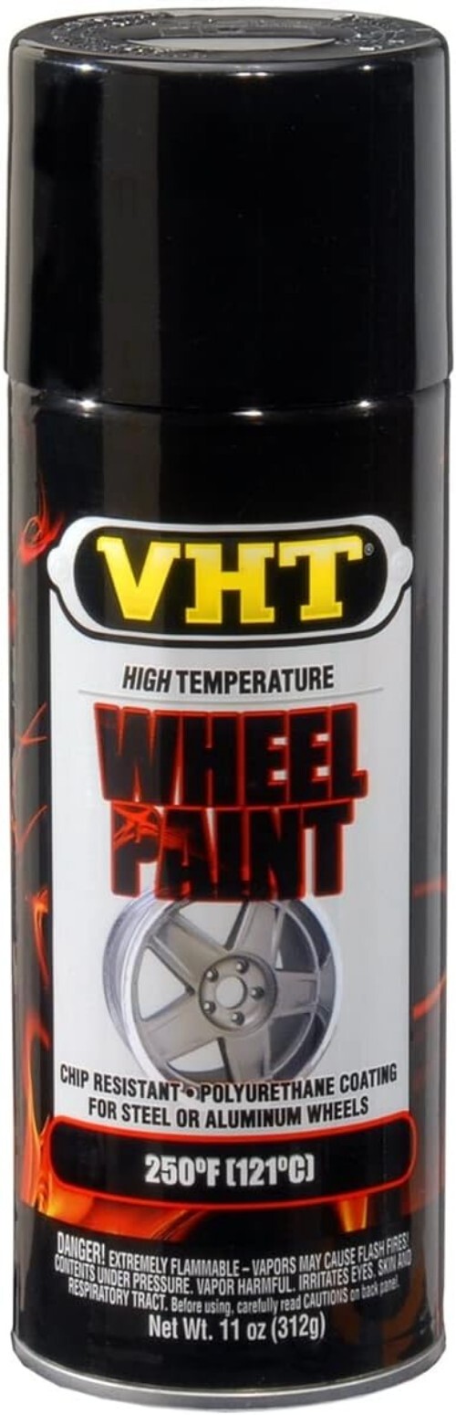 Durable Gloss Black High Heat Spray Paint for Aluminum & Steel Wheels – 11oz