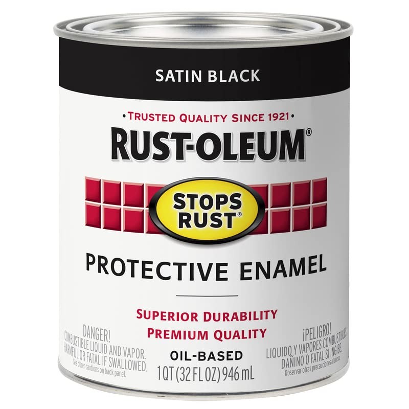Rust-Oleum Stops Rust Satin Black Oil-Based Industrial Enamel Paint Quart, 32 F
