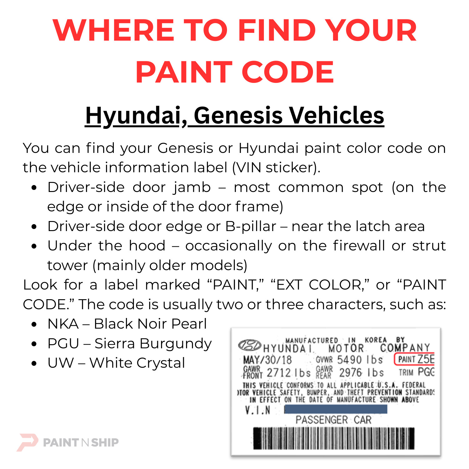 HYUNDAI Touch Up Paint | Bottles, Aerosol, OEM Color Match