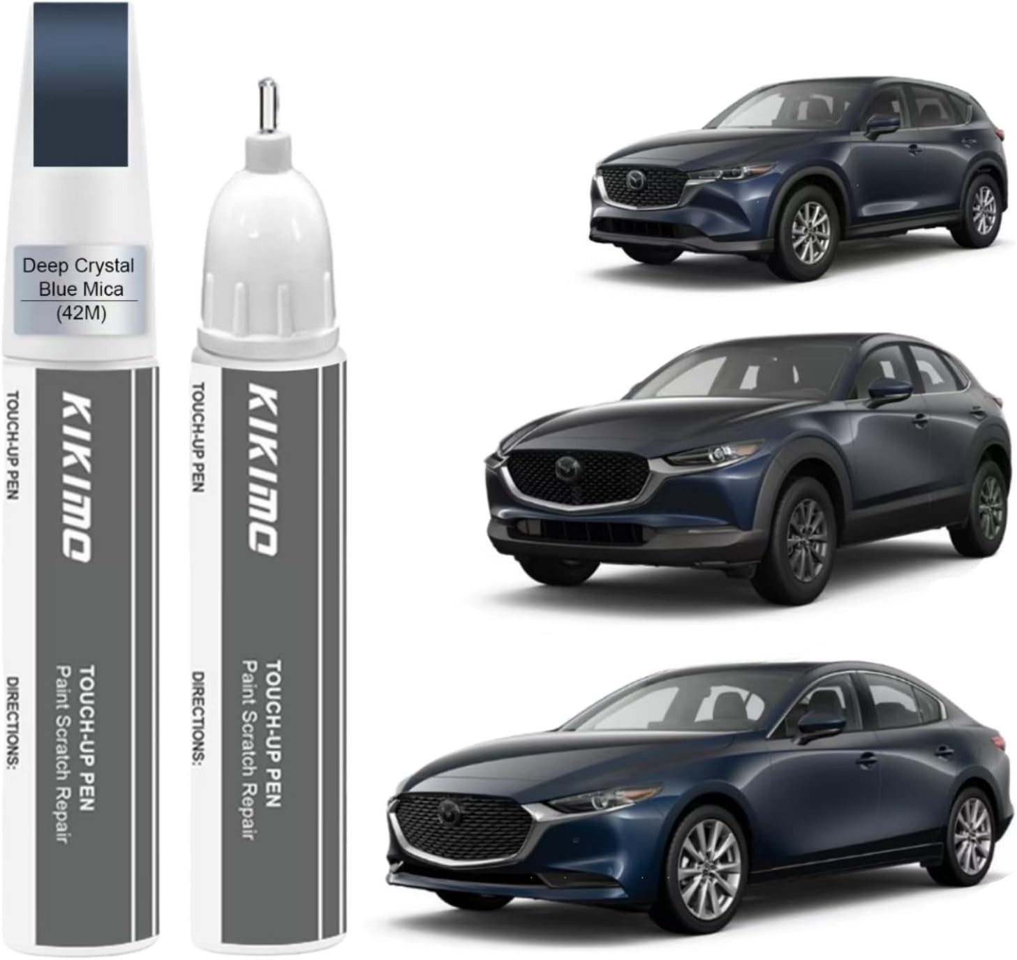 Deep Crystal Blue Mica Touch Up Paint for Mazda Cars with Dual-Head Applicator