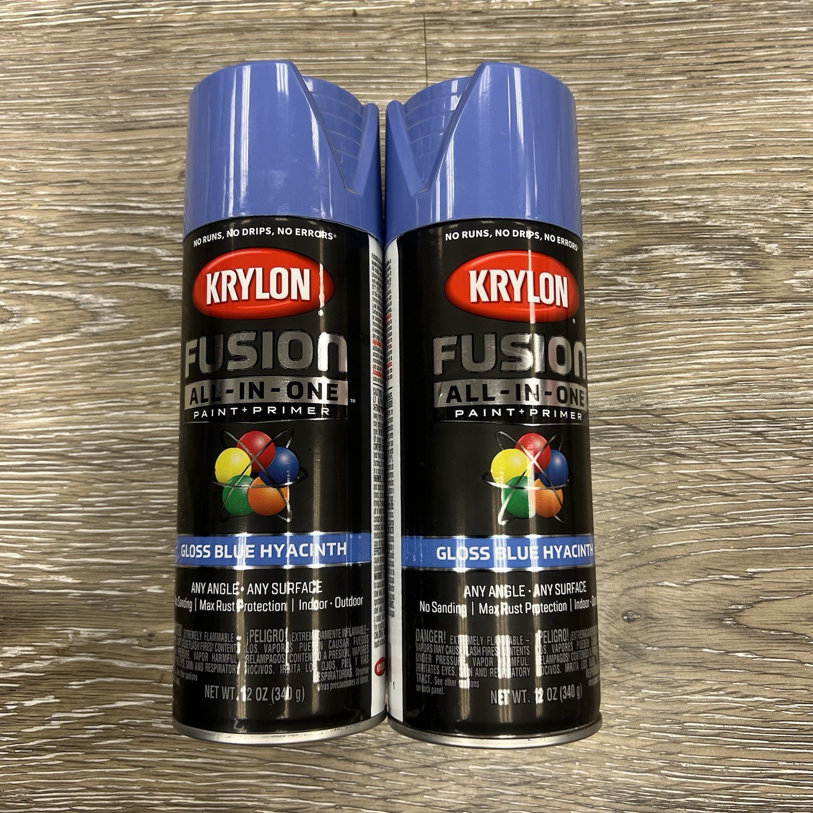 Krylon Fusion All-In-One Spray Primer Paint Gloss Blue Hyacinth Indoor Outdoor