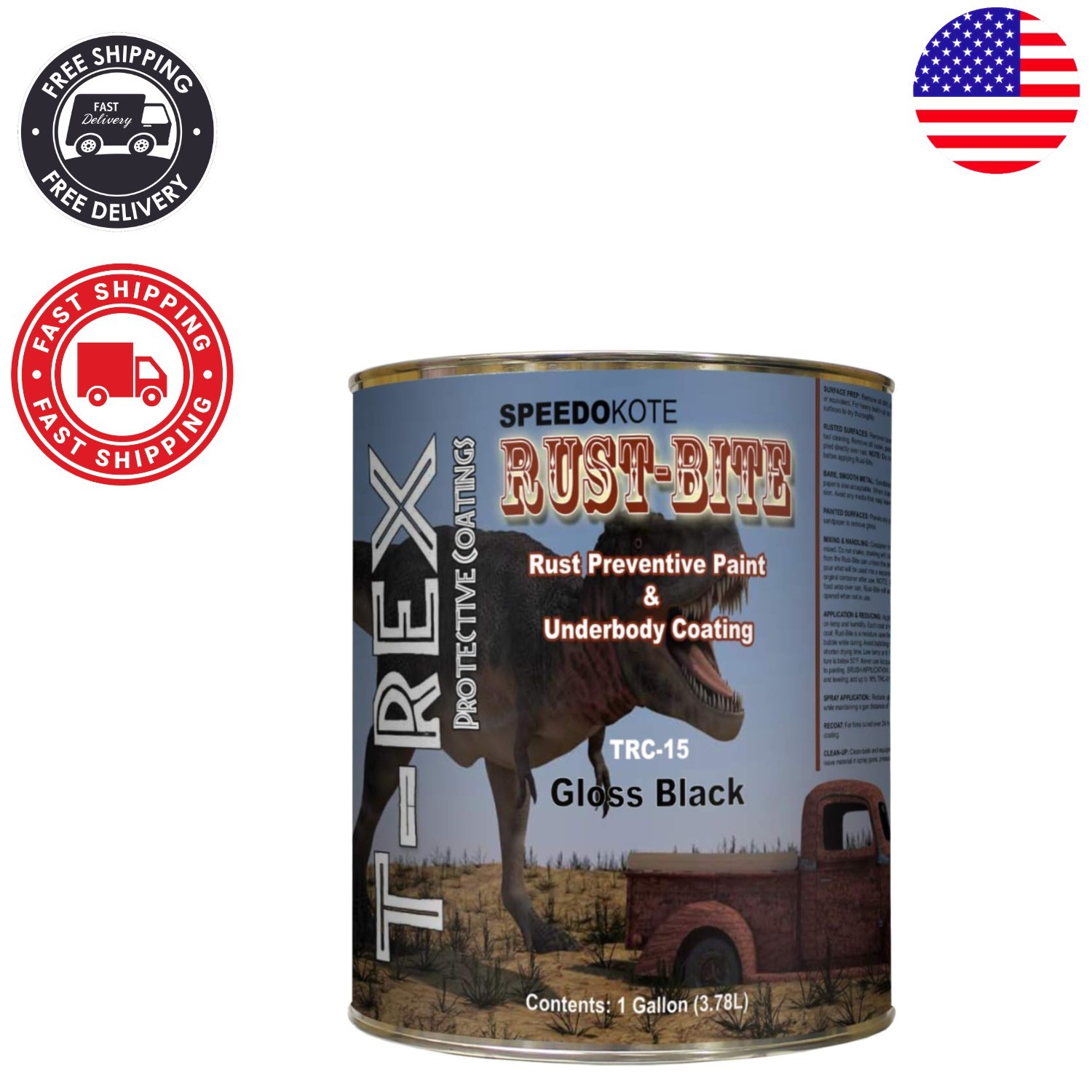 1 Gallon RUST-BITE Gloss Black Waterproof Paint for Heavy Equipment Protection