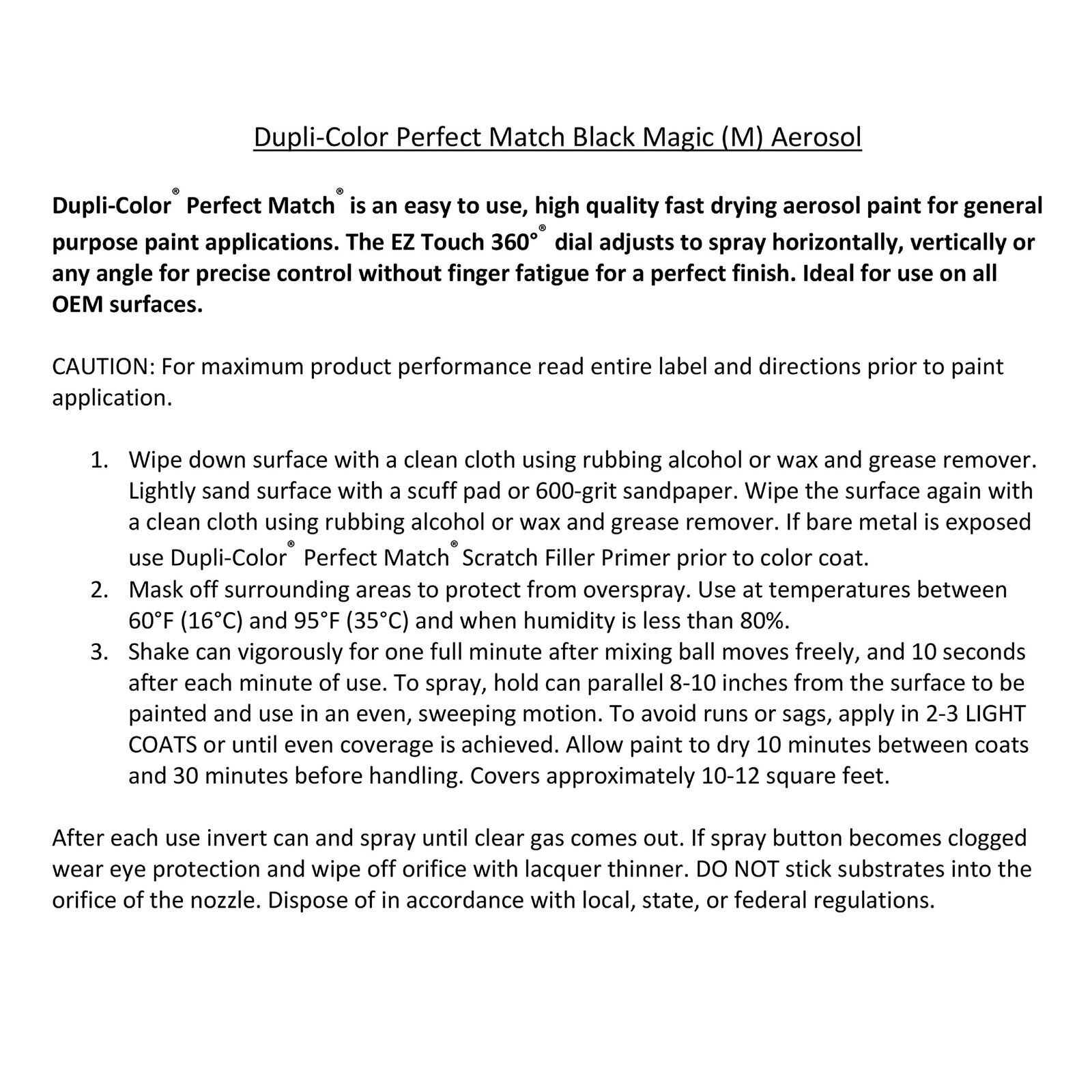 Dupli-Color BVW2040 Perfect Match Metallic Black Magic Paint 8 Oz