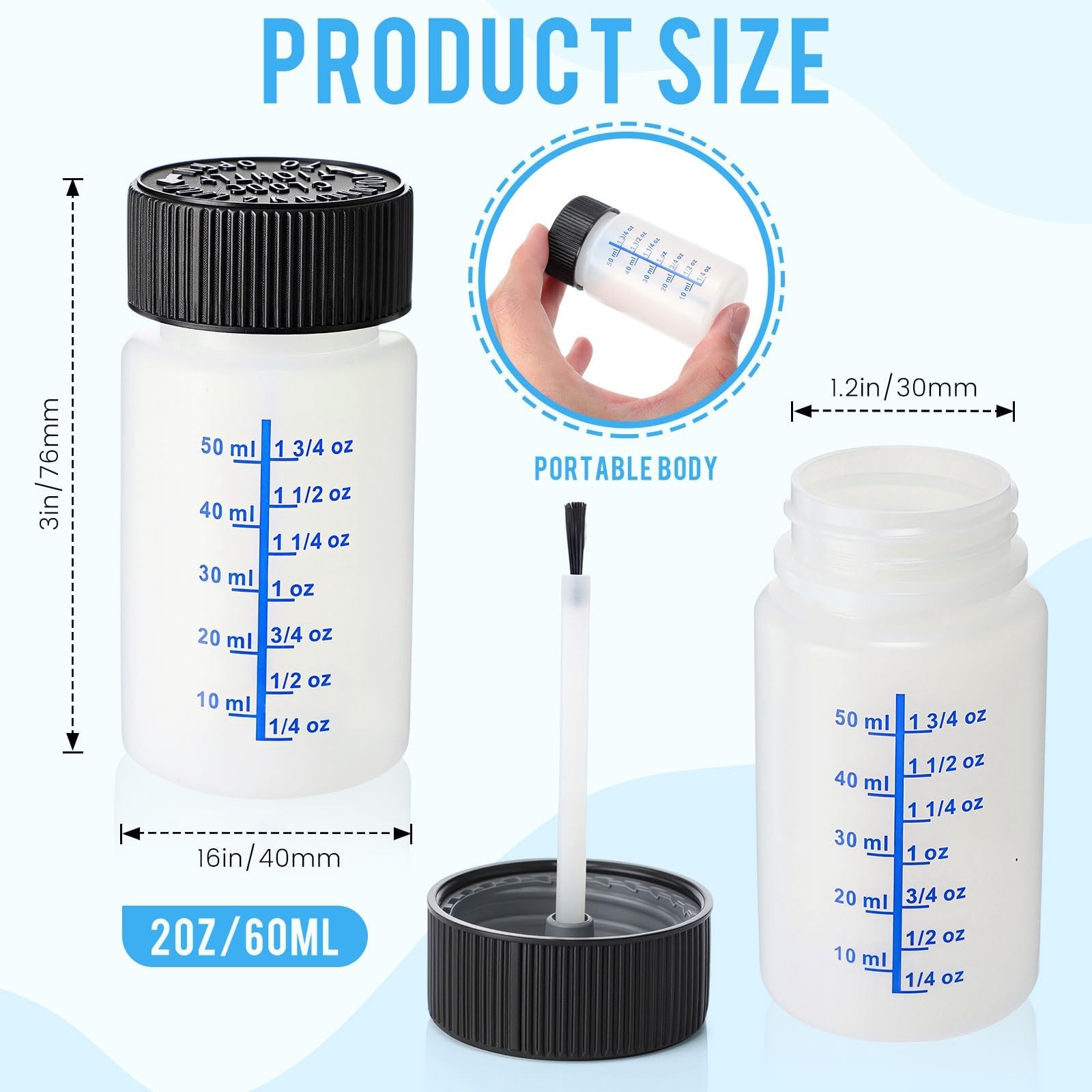 240 Pcs Touch Up Paint Bottles with Brush & Lid – 2 oz Empty Containers for Car