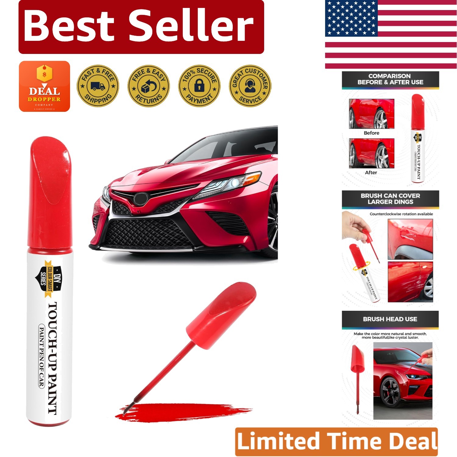 Effortless Car Scratch Repair Touch Up Paint Pen – Rust Resistant Red