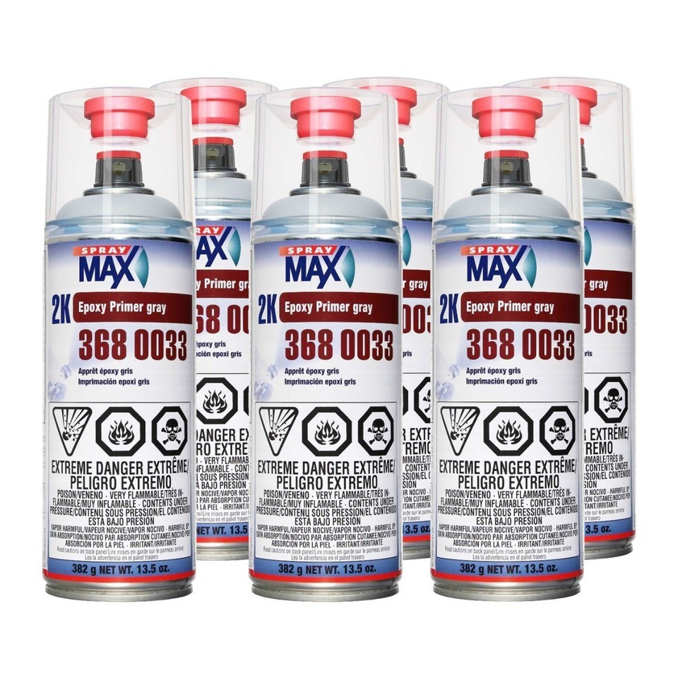 SprayMax 3680033 2K Epoxy Rust Cure Primer Gray 12.5 oz (6 Pack)