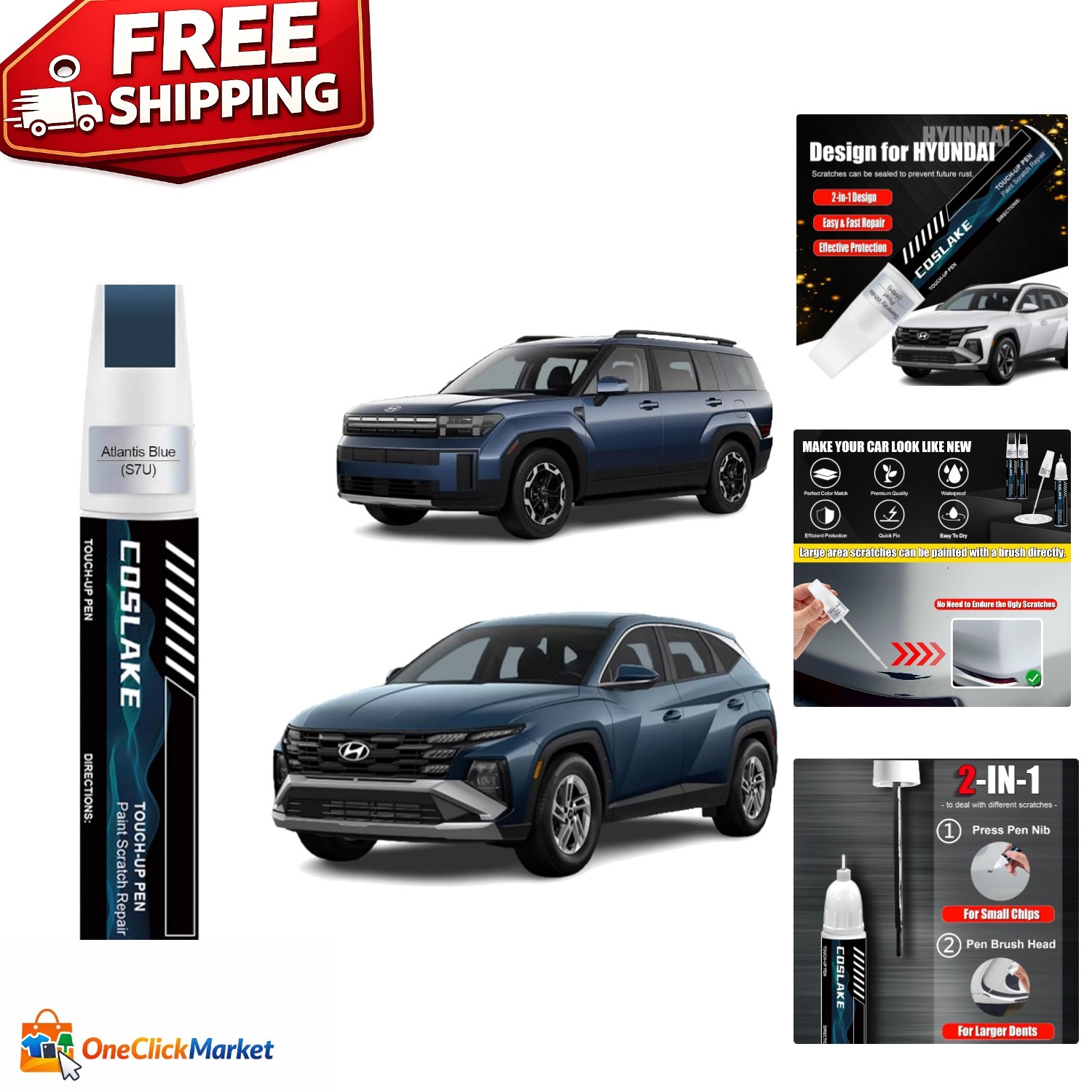 12ml Atlantis Blue Scratch Repair Pen for 2025 Tucson/Santa Fe – Hassle-Free