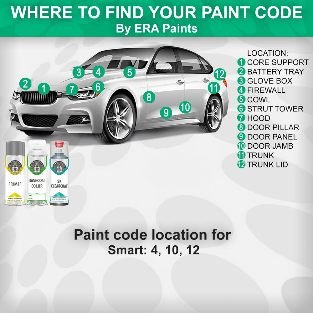 SMART Genuine OEM Touch Up Spray Paint with Clearcoat Opt – PICK YOUR COLOR