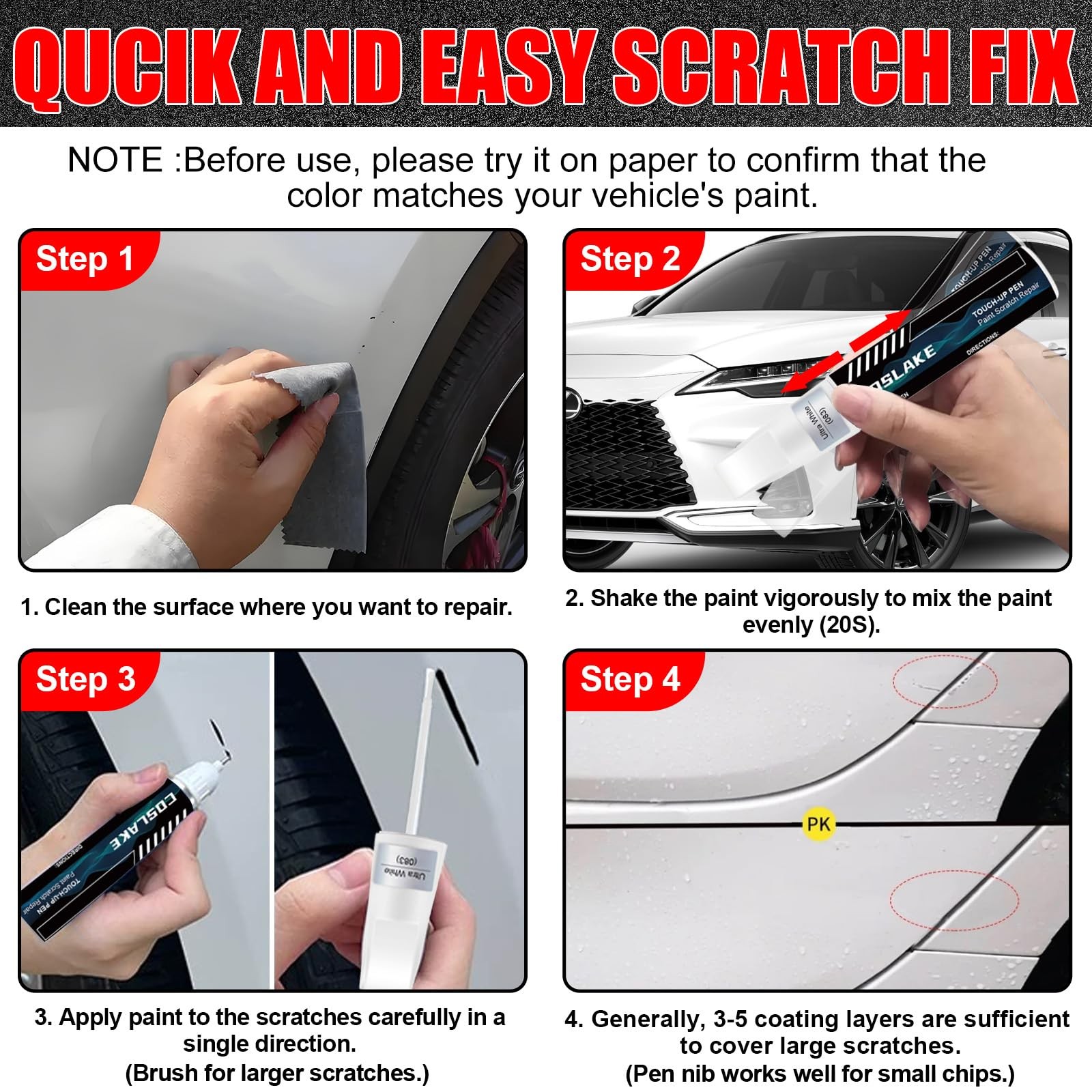 Touch Up Paint Kit For Lexus 1J7 Atomic Silver Metallic Scratch Repair Kit