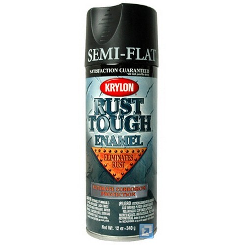 Duplicolor RTA9203 Krylon Rust Tough Enamel Paint, Semi Flat Black, 12 Oz Can