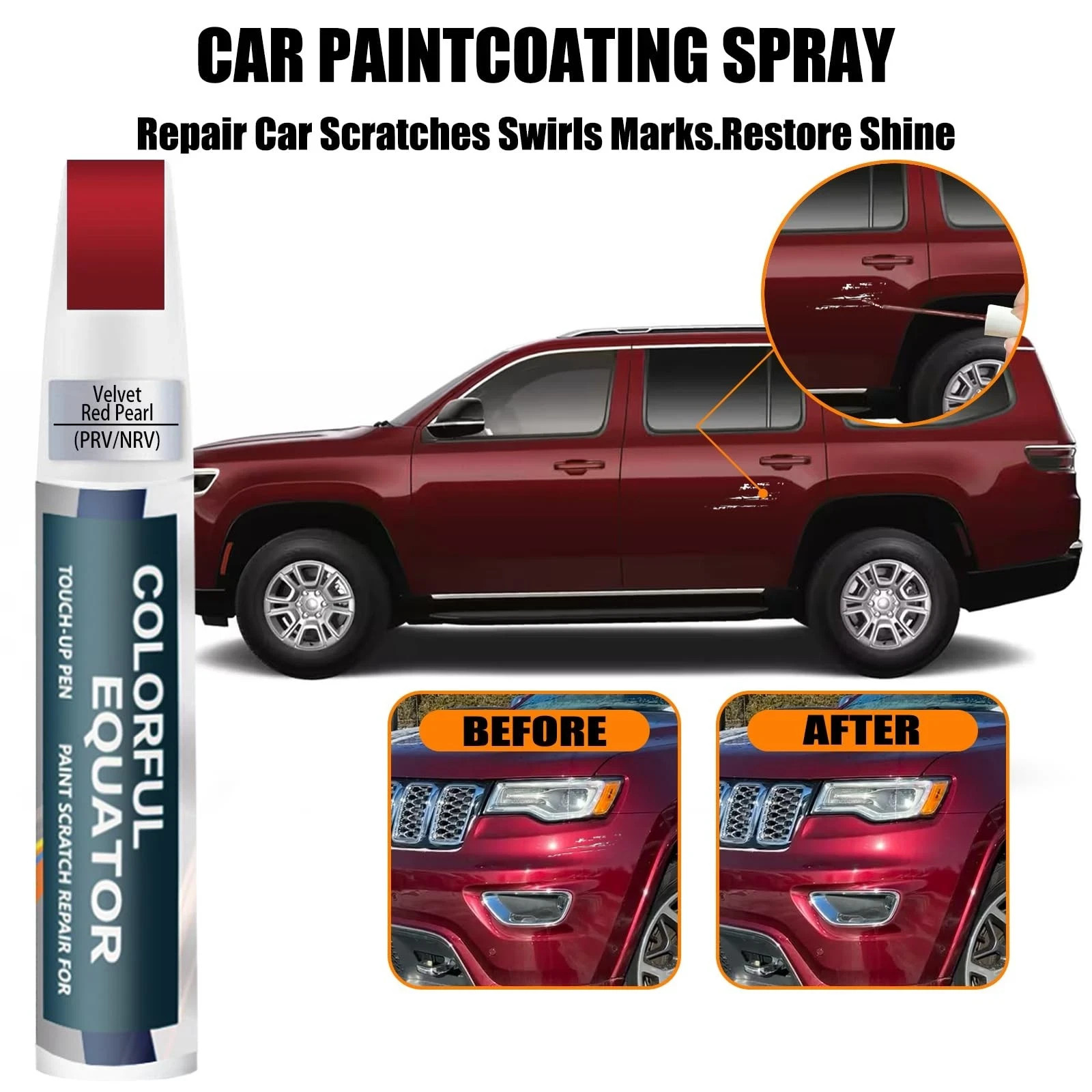 Touch Up Paint for Chrysler/Jeep Velvet Red Pearl PRV/NRV Repair Pen 0.4 oz
