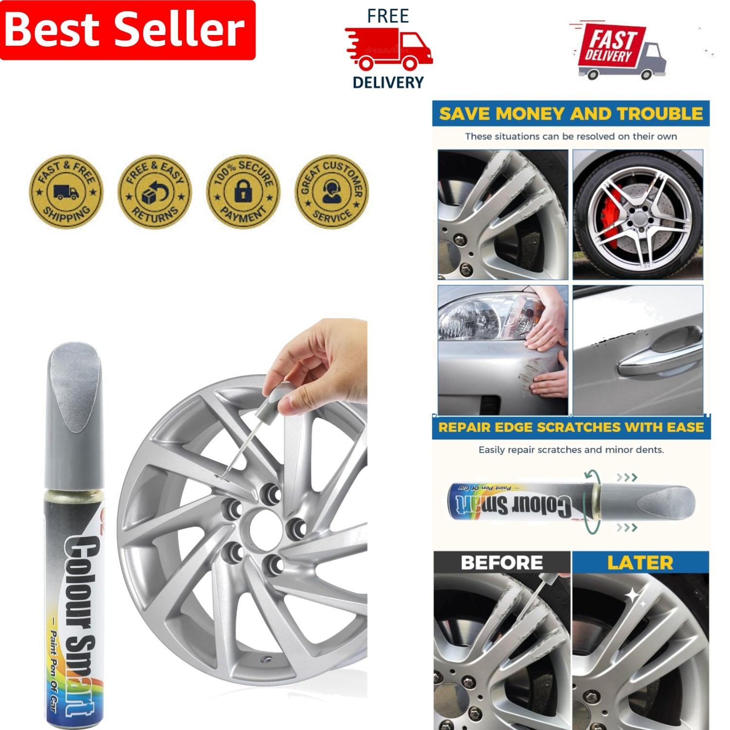 Rust-Resistant Touch-Up Paint for Cars – Gloss Finish Scratch Repair Solution