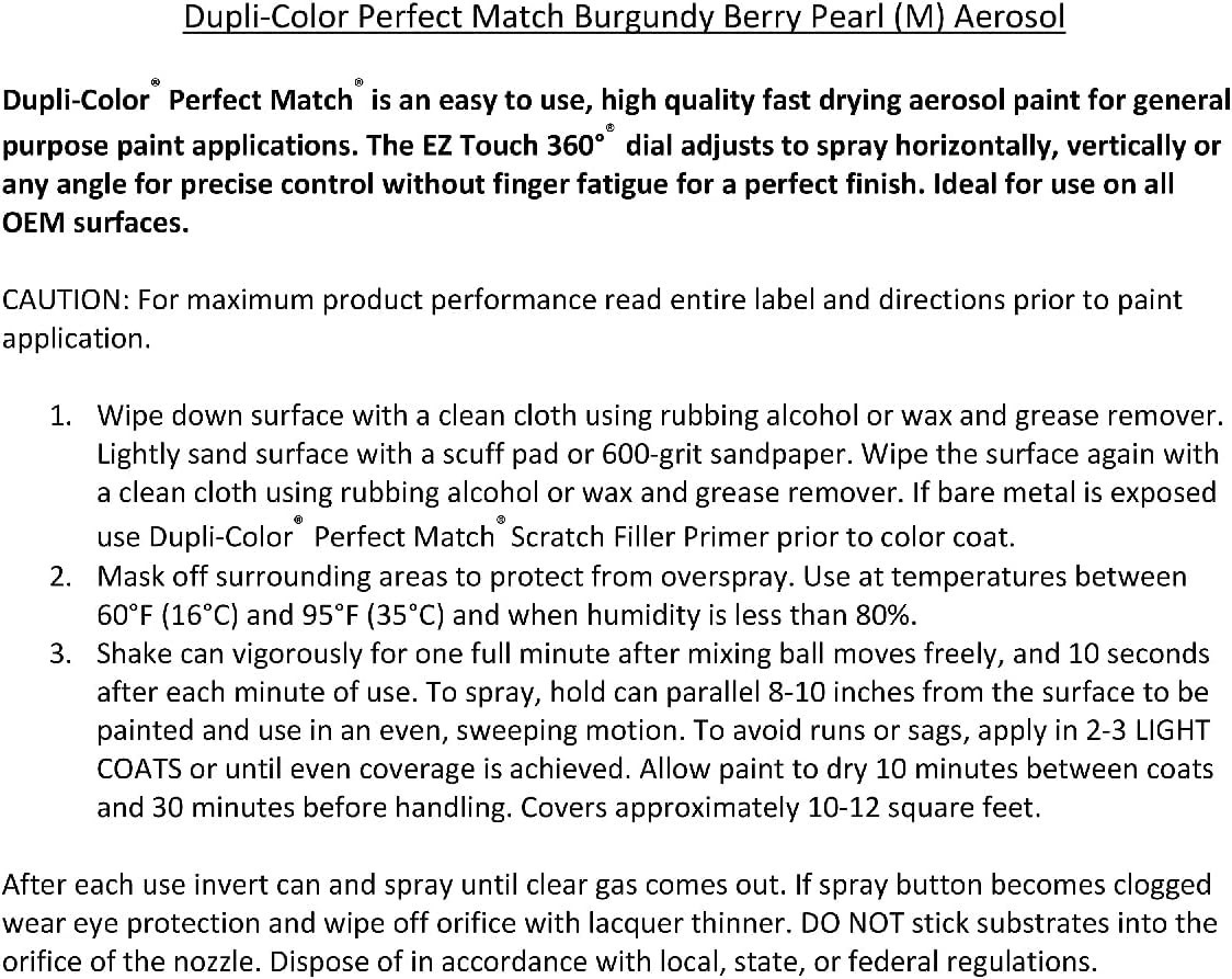 Perfect Match Automotive Paint, Burgundy Berry Pearl M, 8 oz