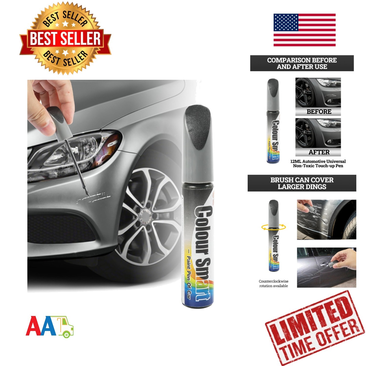 Car Scratch Repair Pen Automotive Paint Gray Waterproof 0.04oz