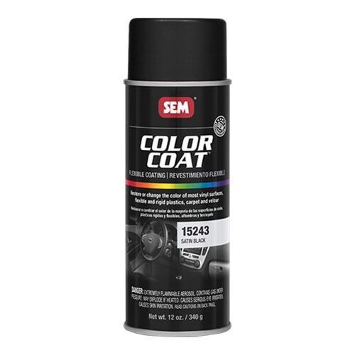 SEM 15243 Paint Auto Plastic Vinyl Flat Satin Black Aerosol 12 oz. Ea X2 Cans