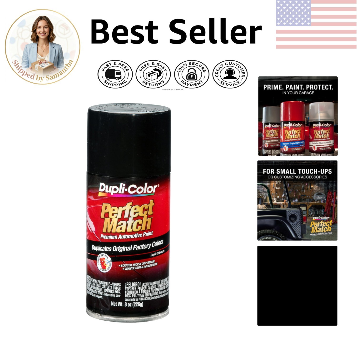 8 oz. Universal Gloss Black Lacquer Paint – Easy Application & Quick Dry