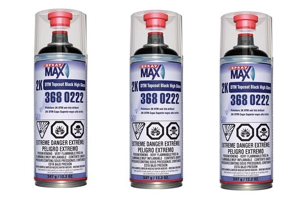 SprayMax 2K DTM Topcoat Black High Gloss, 3680222, Aerosol (3 Pack)