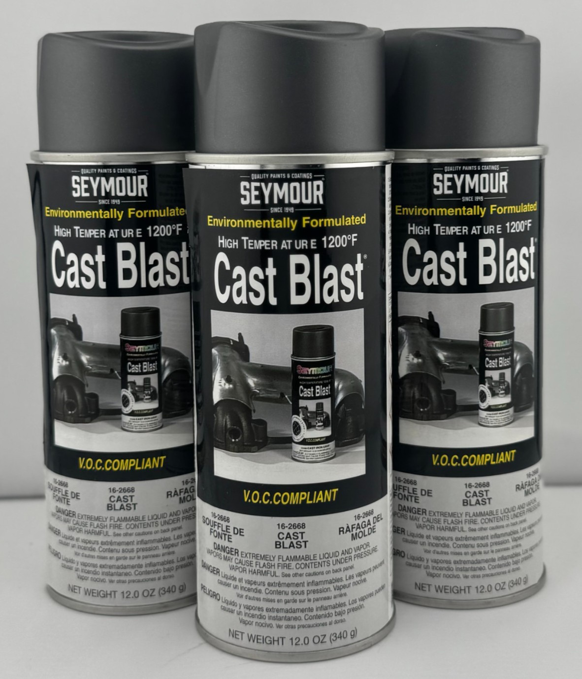 SEYMOUR 16-2668 HOT SPOT CAST-BLAST HIGH HEAT RESISTANT PAINT, 12 OZ. (3/PK)