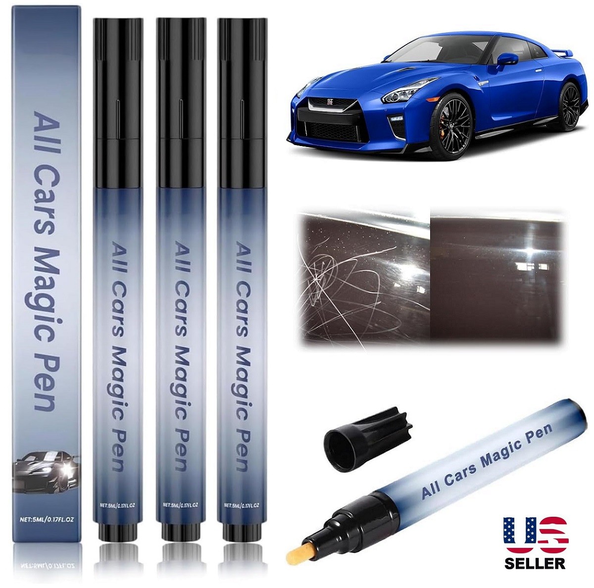 3Pcs All Cars Magic Pen, Car Scratch Remover Pen, Magic Car Scratch Removal Pen