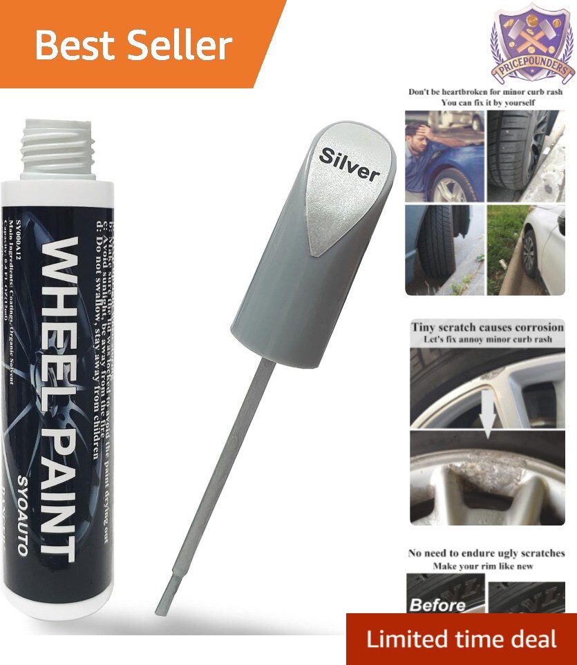Quick Dry Gloss Silver Rim Touch Up Paint Pen – 12ml Scratch Repair Solution