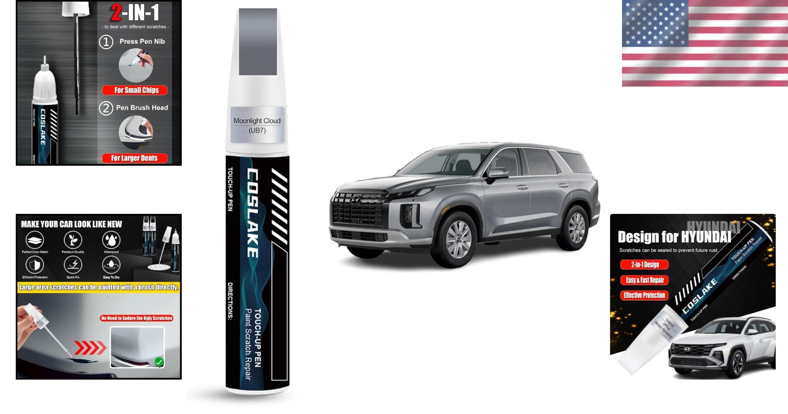 Fast-Drying Scratch Repair Paint – 2 in 1 Touch Up Kit for Moonlight Cloud UB7