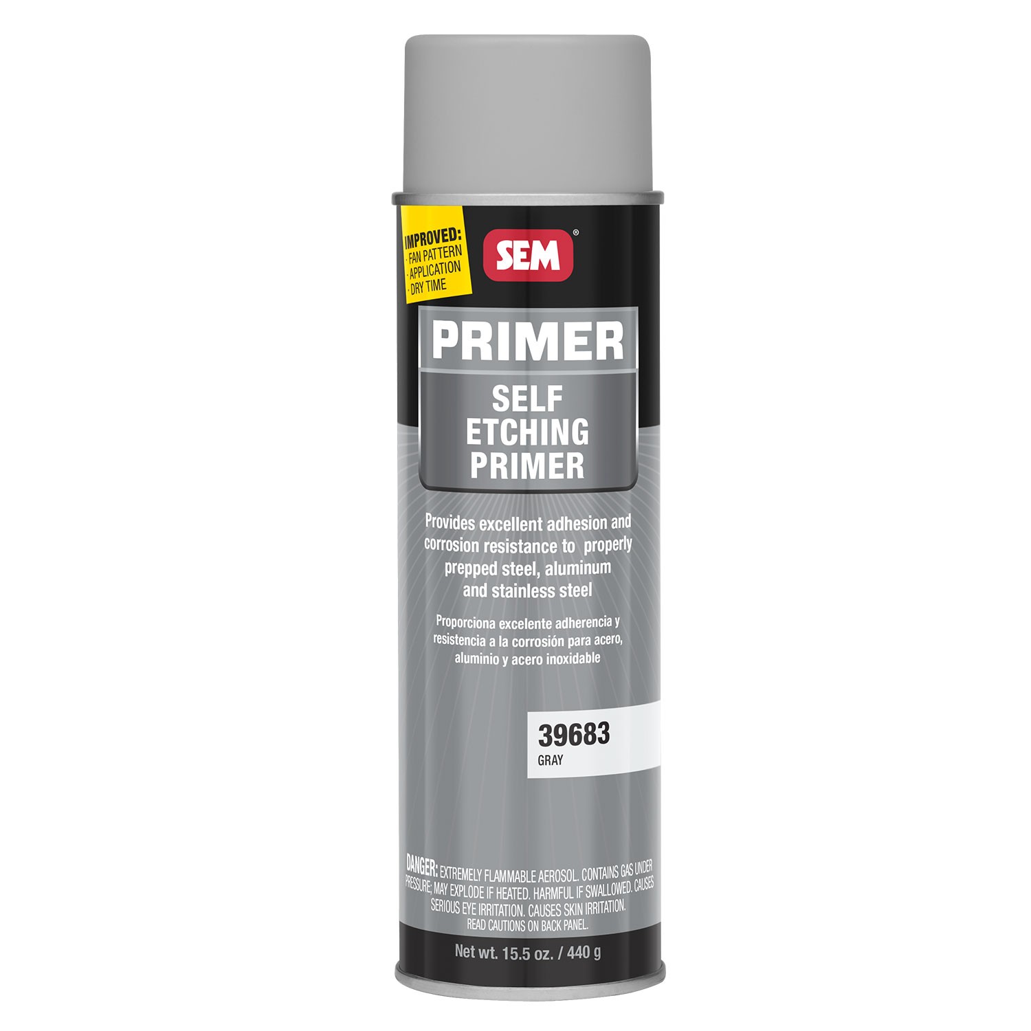 SEM 39683 Self Etching Primer Gray 15.5oz (6/Pack) with Spray Can Trigger Handle
