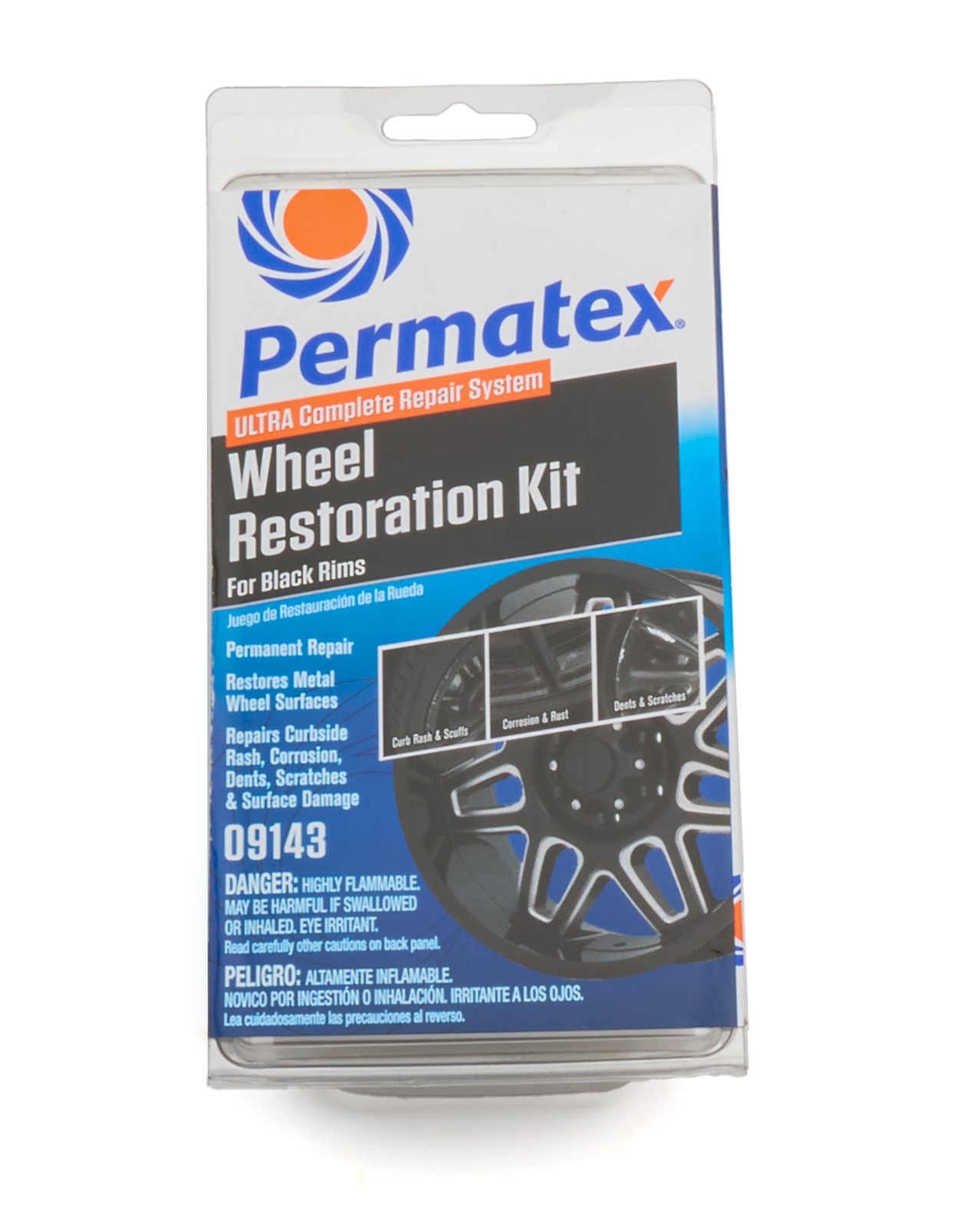 PERMATEX Wheel Restoration Kit – Metal Prep / Paint / Filler – Black – Kit 9143