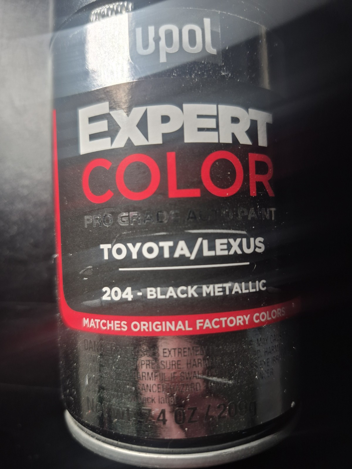 Upol 7.4oz Unopened Can Toyota/Lexus Pro Grade Auto Paint 204- Black Metallic