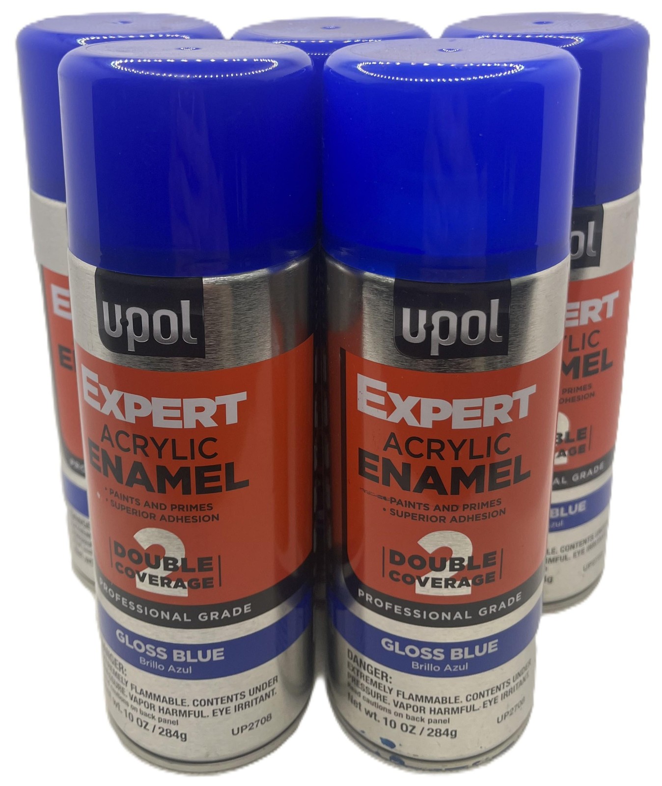 5pk UPOL Expert Acrylic Enamel Spray Paint Gloss Blue 10 oz Double Coverage Cans