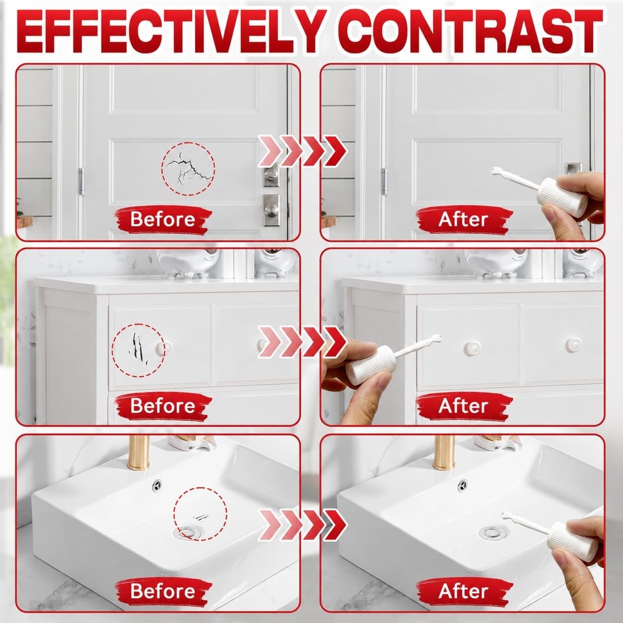 White Paint Pen for Wall Furniture Metal Surface Touch Up Interior Exterior