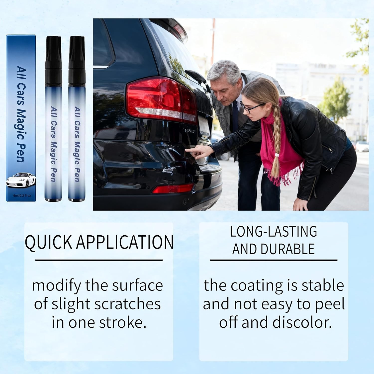 2 Pack All Cars Magic Pen Scratch Remover Clear Coat Repair Applicator Tool Set