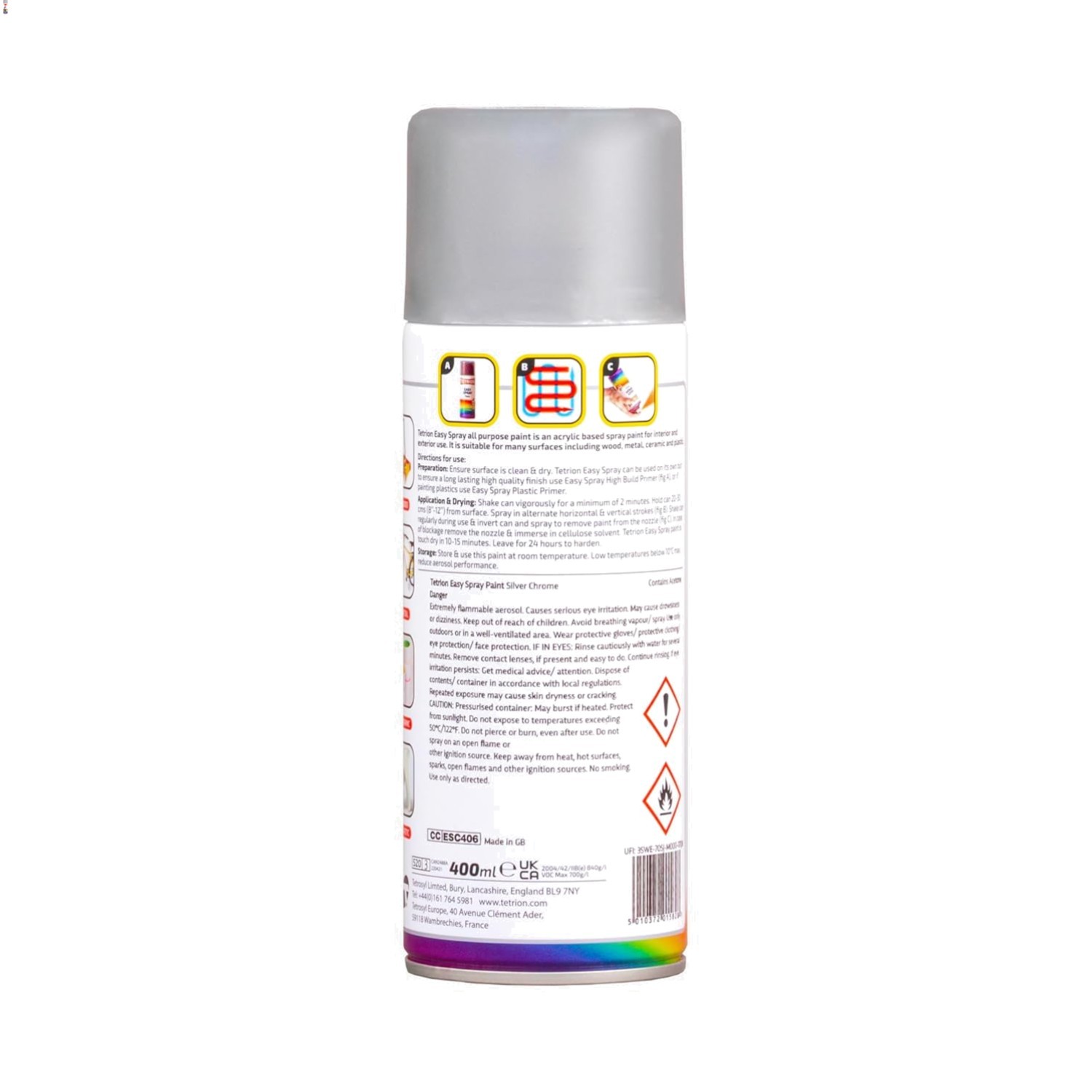 400ml Reflective Spray Paint – Chrome Silver for Wood, Metal & Plastic Projects
