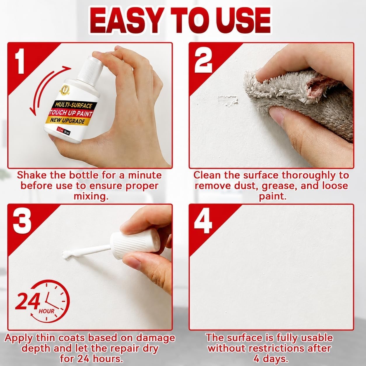 White Paint Pen for Wall Furniture Metal Surface Touch Up Interior Exterior