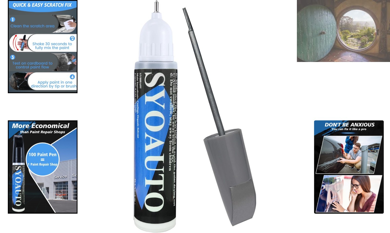 Automotive Silver Scratch Repair Pen – Quick Drying Touch Up Paint, 0.4 oz