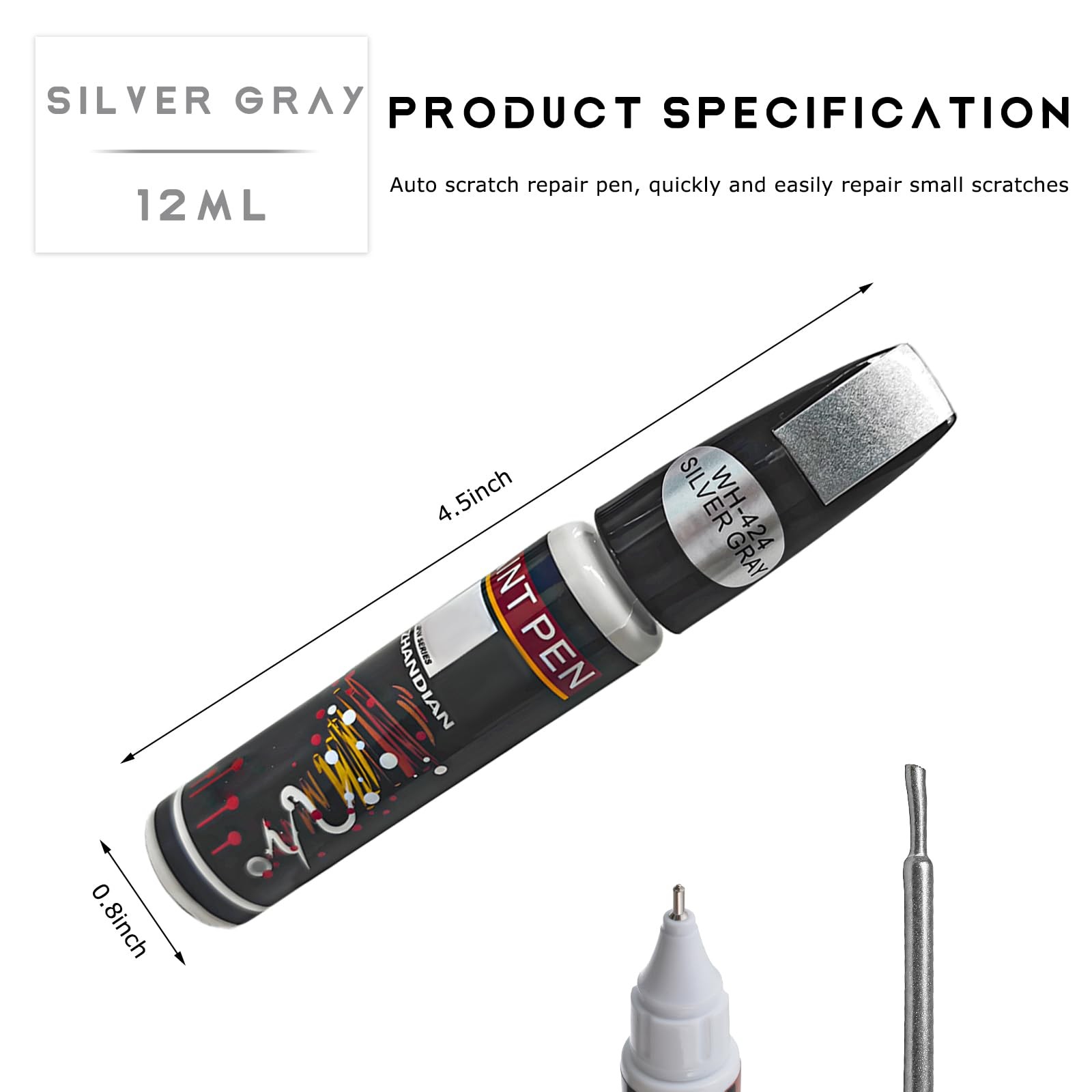 Rdxcv Touch Up Paint for Cars, 2-In-1 Color 1 Fl Oz (Pack of 1), Silver Gray