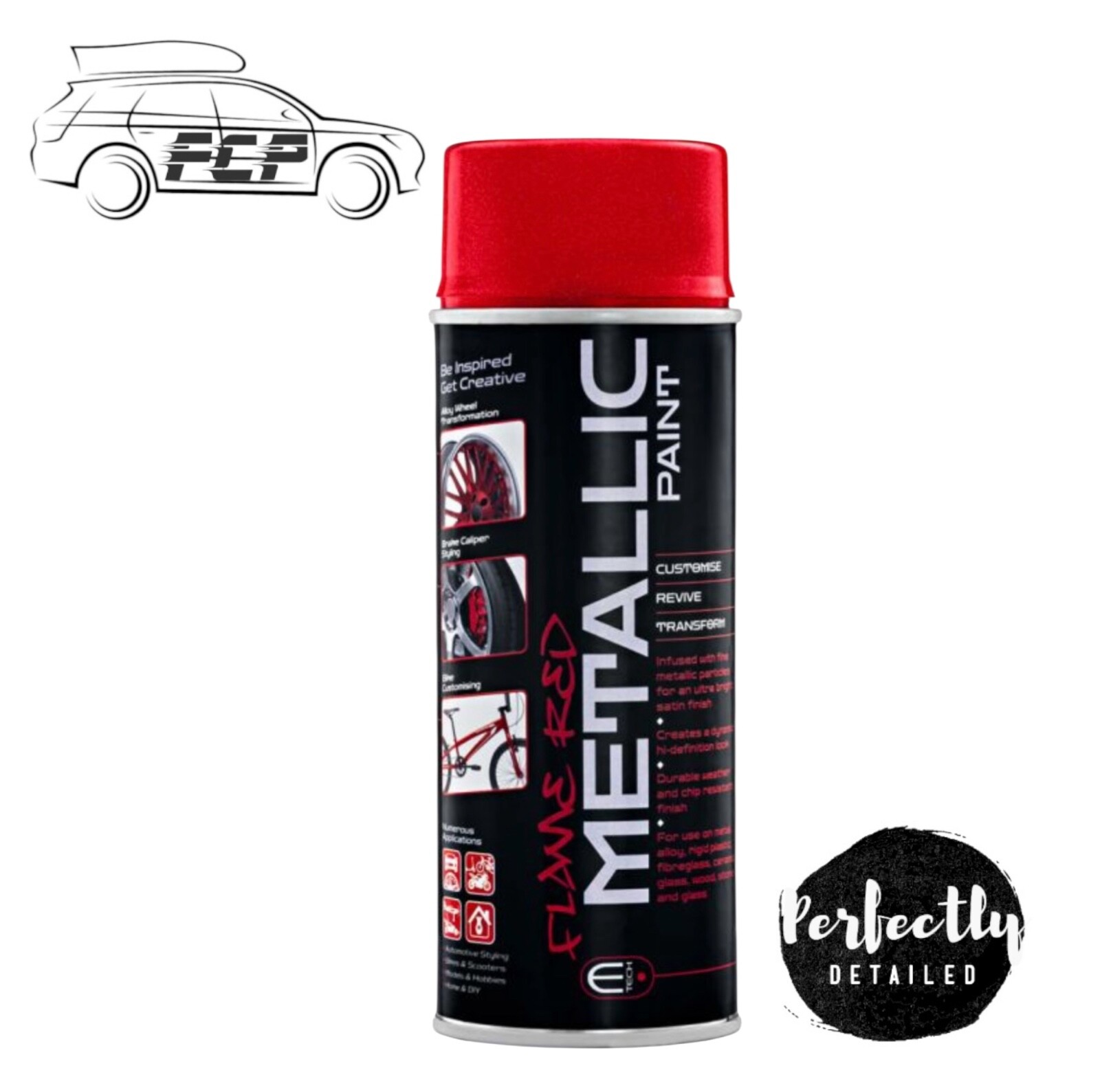 E-TECH Metallic Paint Flame Red 400ml Multi-Purpose Interior & Exterior DIY