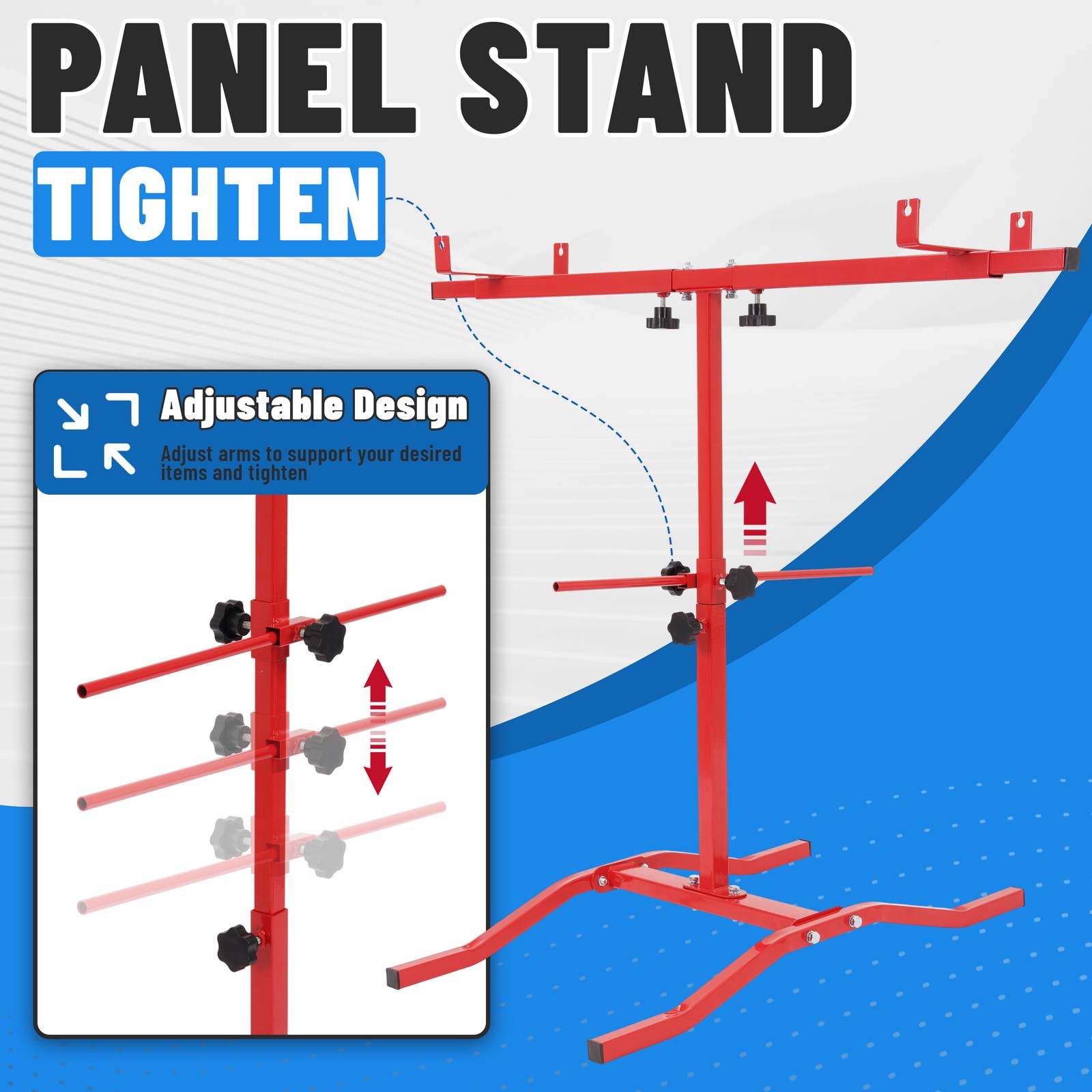 Auto Body Adjustable Paint Panel Stand Fender Bumper Steel Powder Coated Red