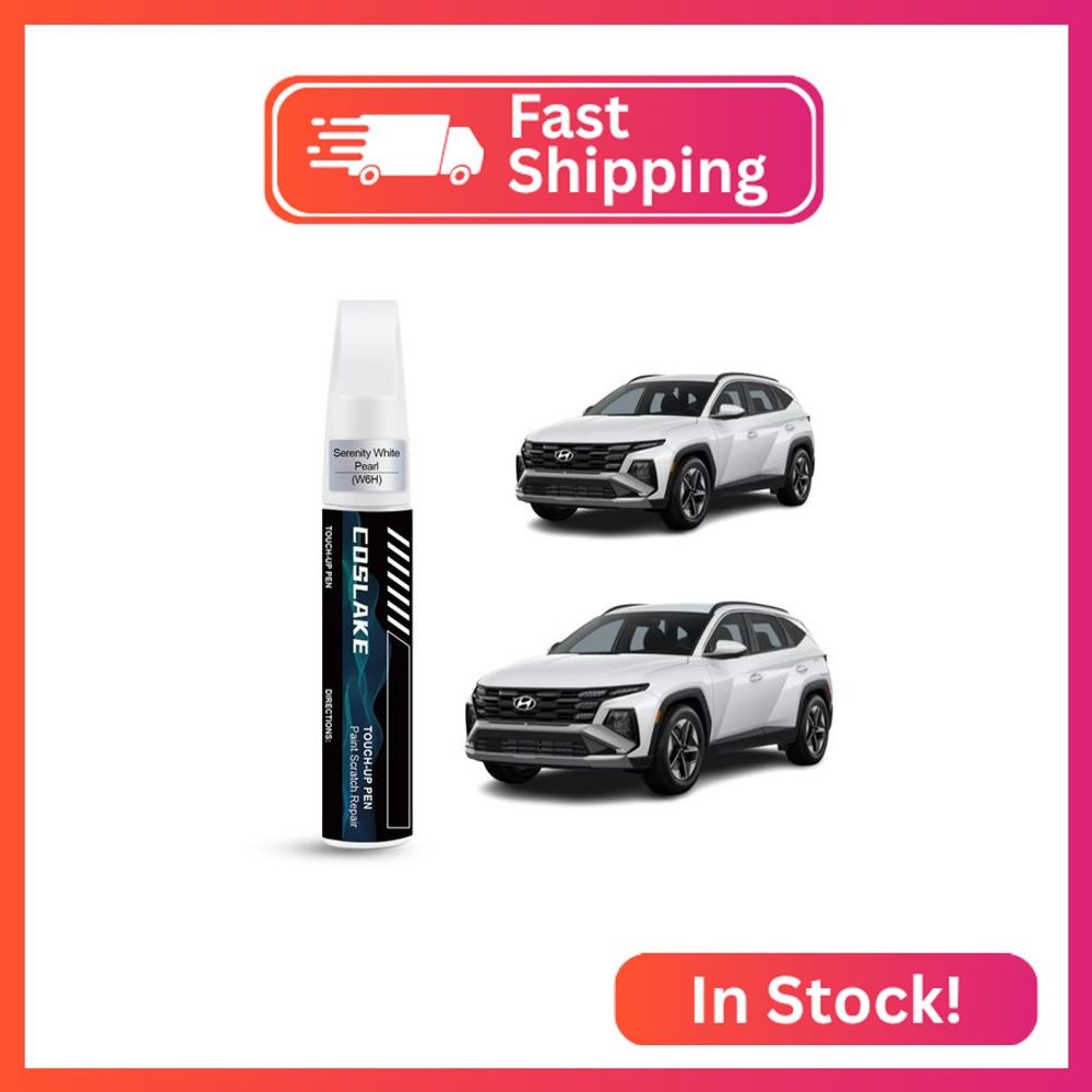 COSLAKE Car Touch Up Paint(Serenity White Pearl(W6H)) for Hyundai, Car Paint Scr