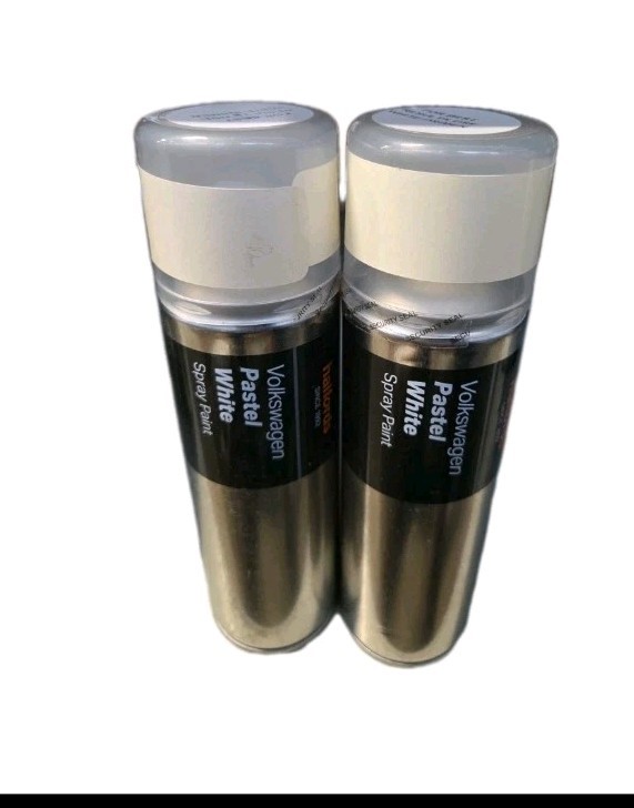 VOLKSWAGEN PASTEL WHITE SPRAY PAINT 300ML CANS HALFORDS x2
