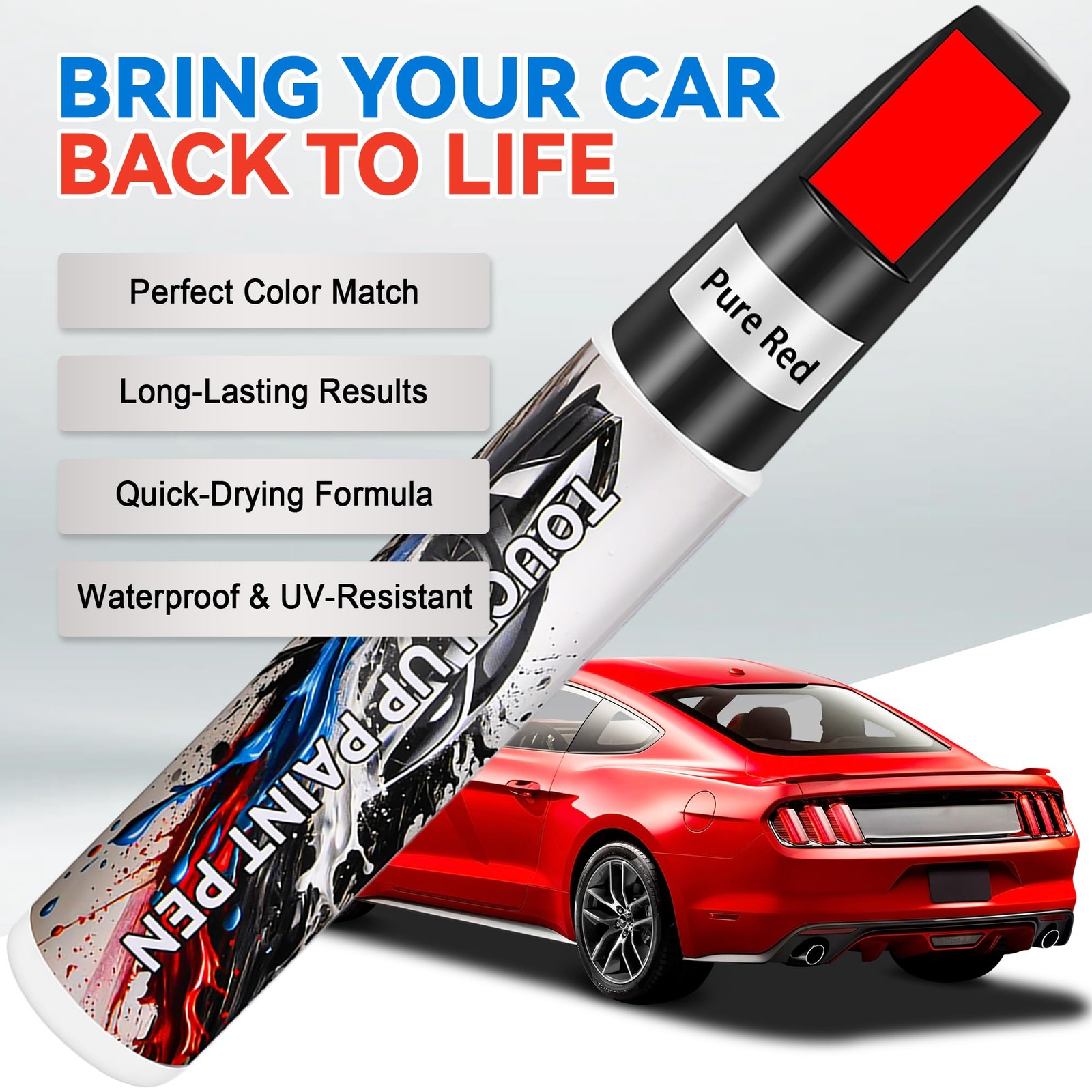 Touch Up Paint for Cars, Pure Red 0.4 Fl Oz (Pack of 1), Universal
