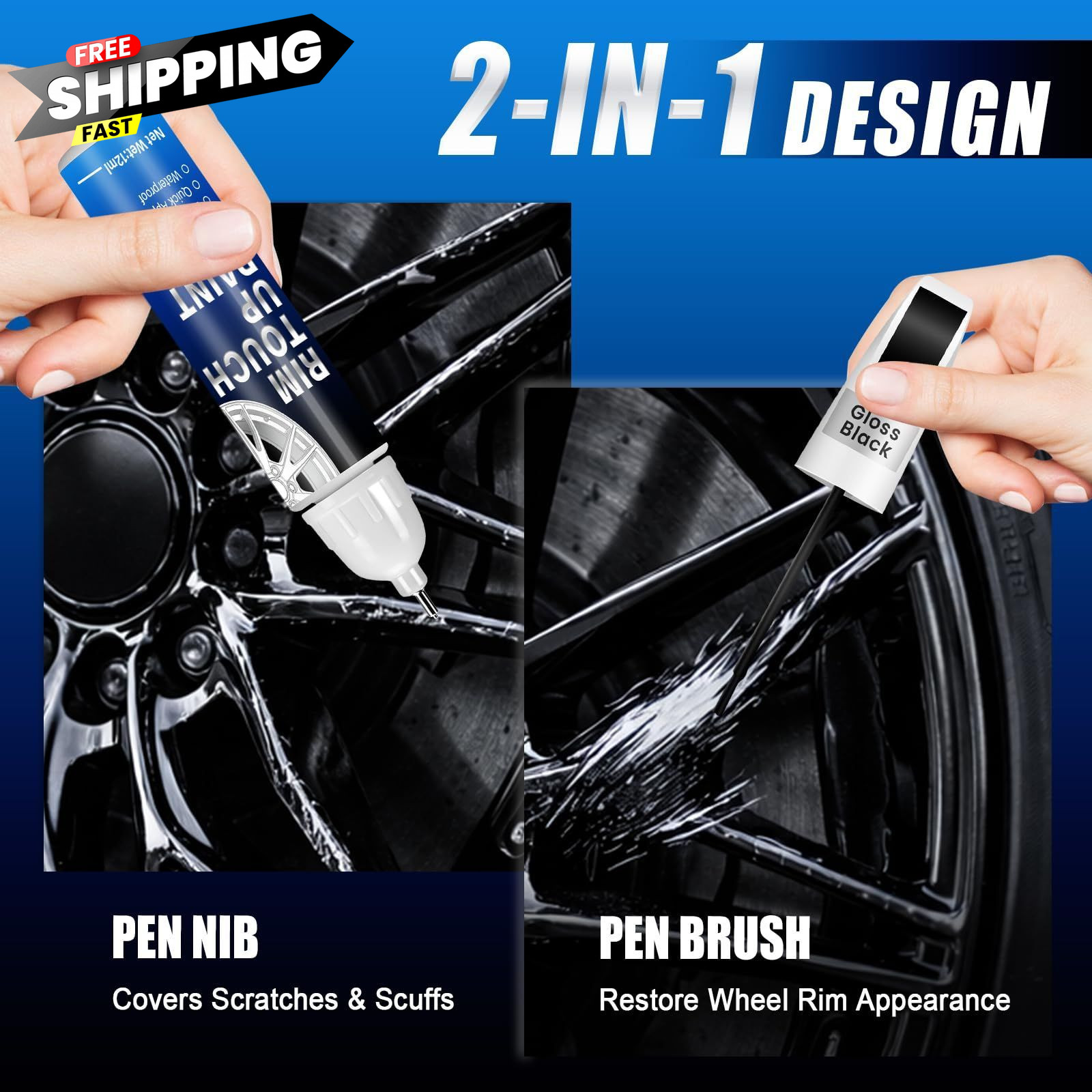 Qnofuit Gloss Black Rim Touch Up Paint, 0.4 Fl Oz (Pack of 1),