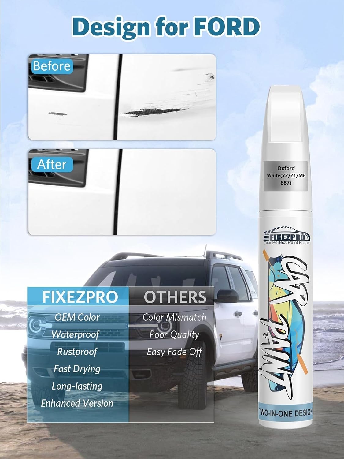 Rust-Resistant Agate Black Metallic Touch Up Paint for Ford – 100% Color Match