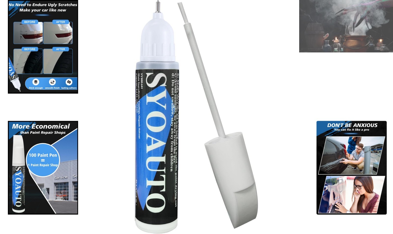 Rust-Resistant White Car Touch Up Paint – 2-in-1 Repair Pen & Brush, Waterproof
