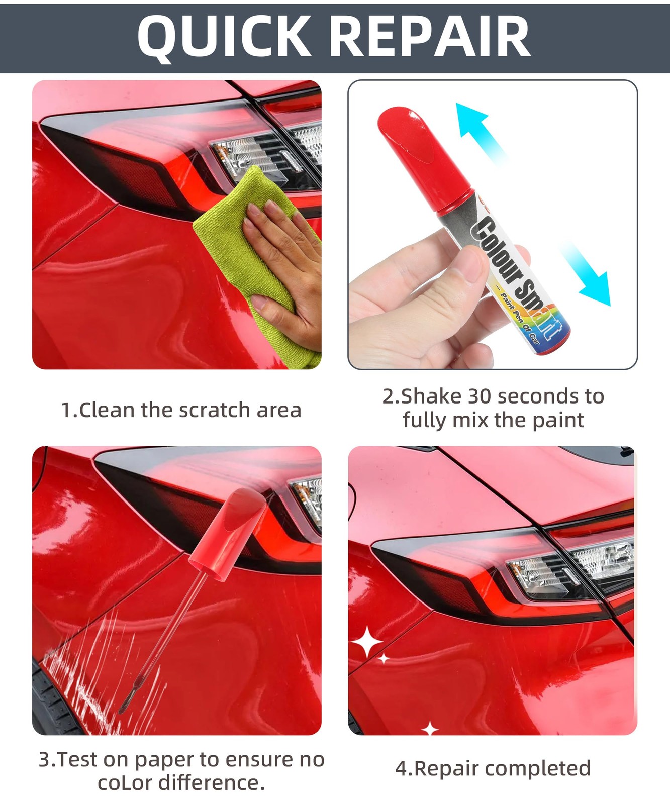 VARGTR Touch Up Paint Pen for Cars,Car Scratch 1 Ounce (Pack of 1), Red